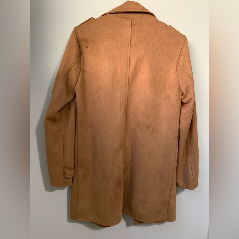 HYFVE Women’s Tan Faux Suede Open Front Blazer Jacket - Picture 9 of 9